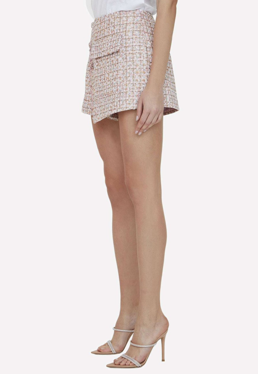 Shorts * | Self-Portrait Boucle High-Waisted Shorts Pink