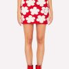 Skirts * | Kenzo Floral Wool Jacquard Mini Skirt Red