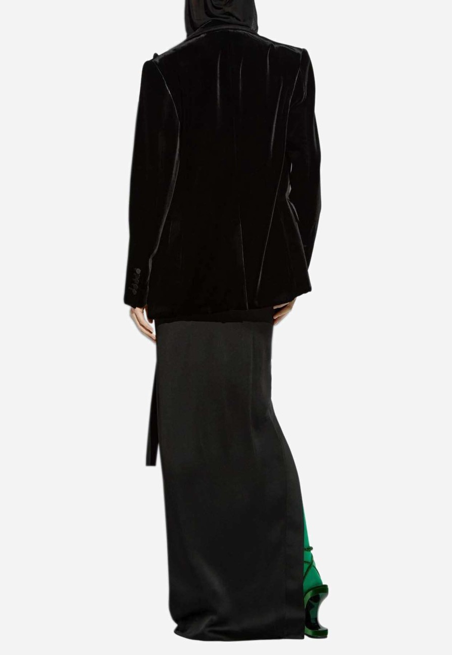 Skirts * | Tom Ford High-Rise Maxi Skirt In Satin Black