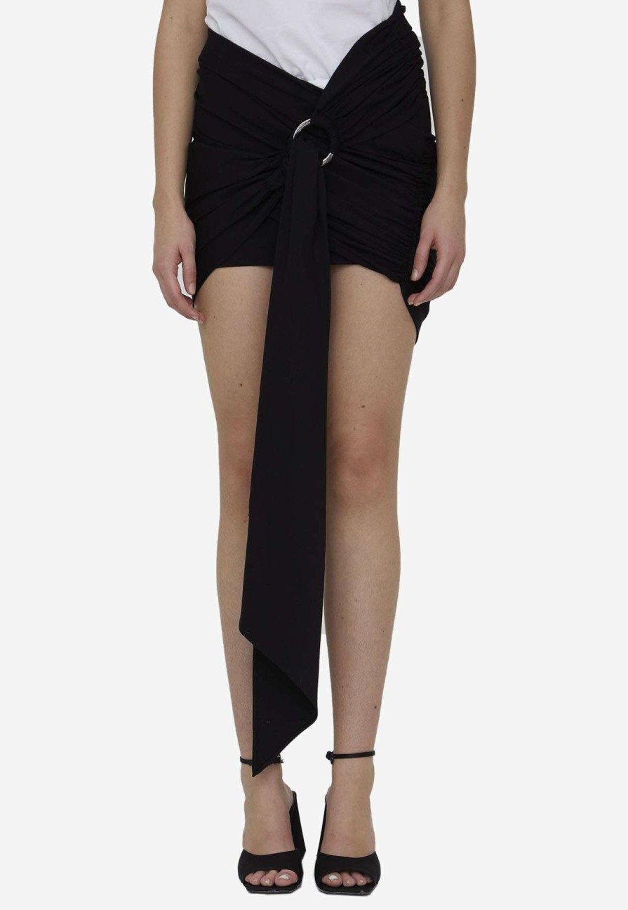 Skirts * | The Attico Fran Draped Mini Skirt Black