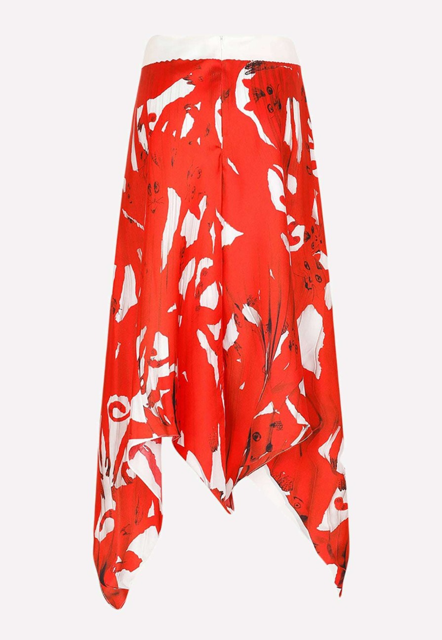 Skirts * | Az Factory The Meerkat Trompe-L'Oeil Print Midi Skirt Red