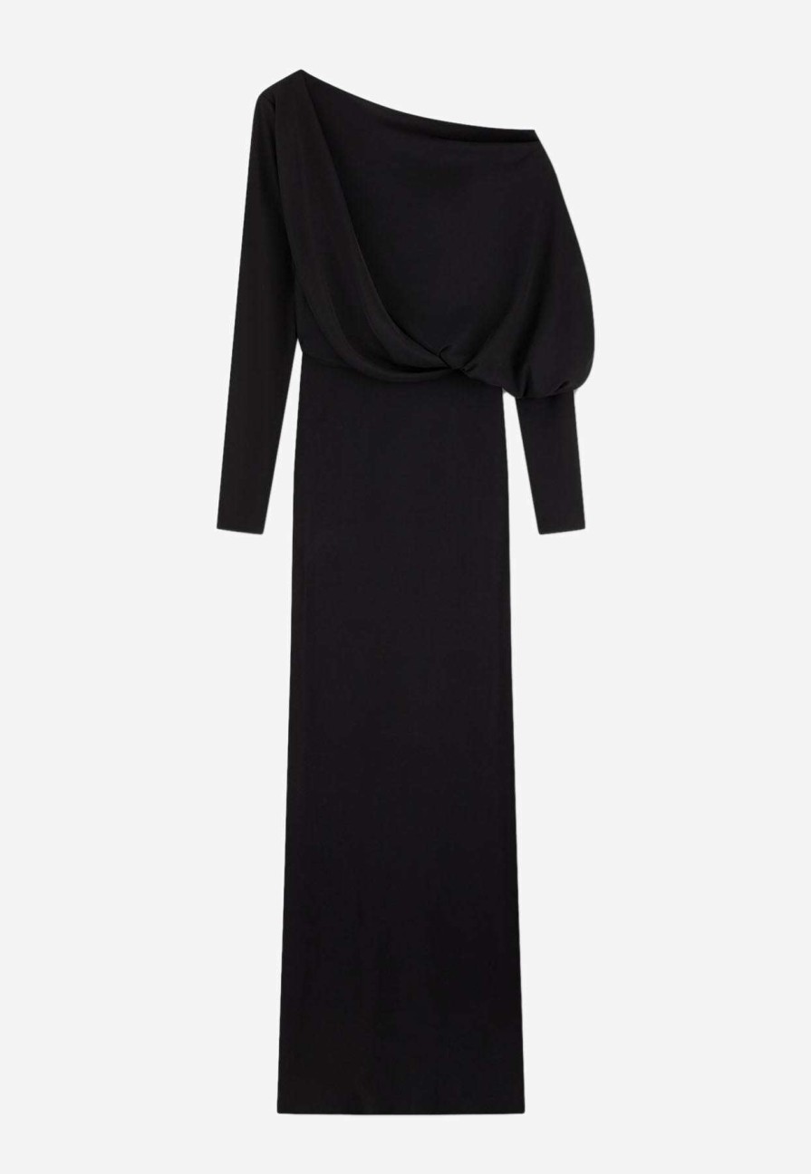 Evening * | Tom Ford Off-Shoulder Draped Evening Gown Black