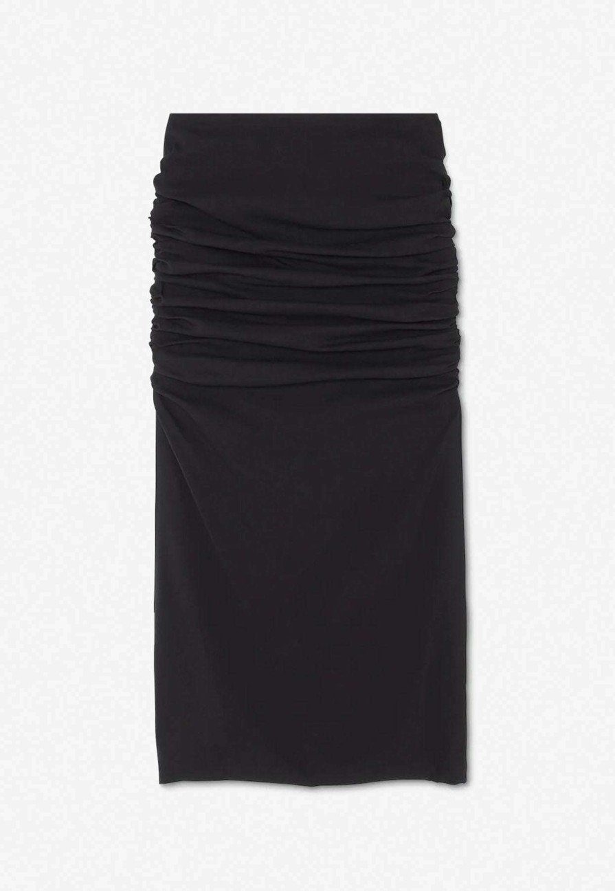 Skirts * | Versace Ruched Midi Skirt Black