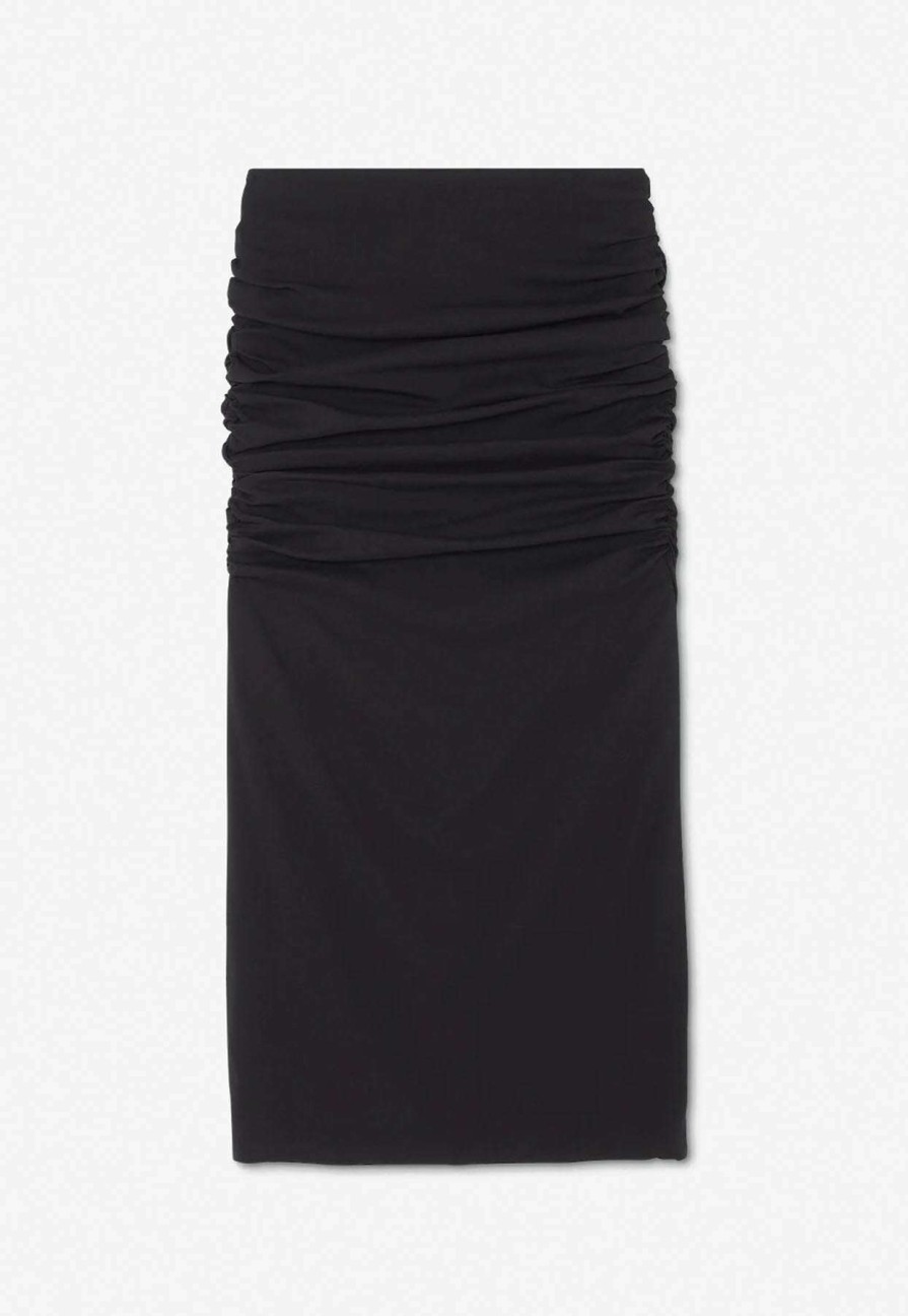 Skirts * | Versace Ruched Midi Skirt Black