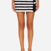 Skirts * | Balmain Stripped Knitted Mini Skirt Monochrome