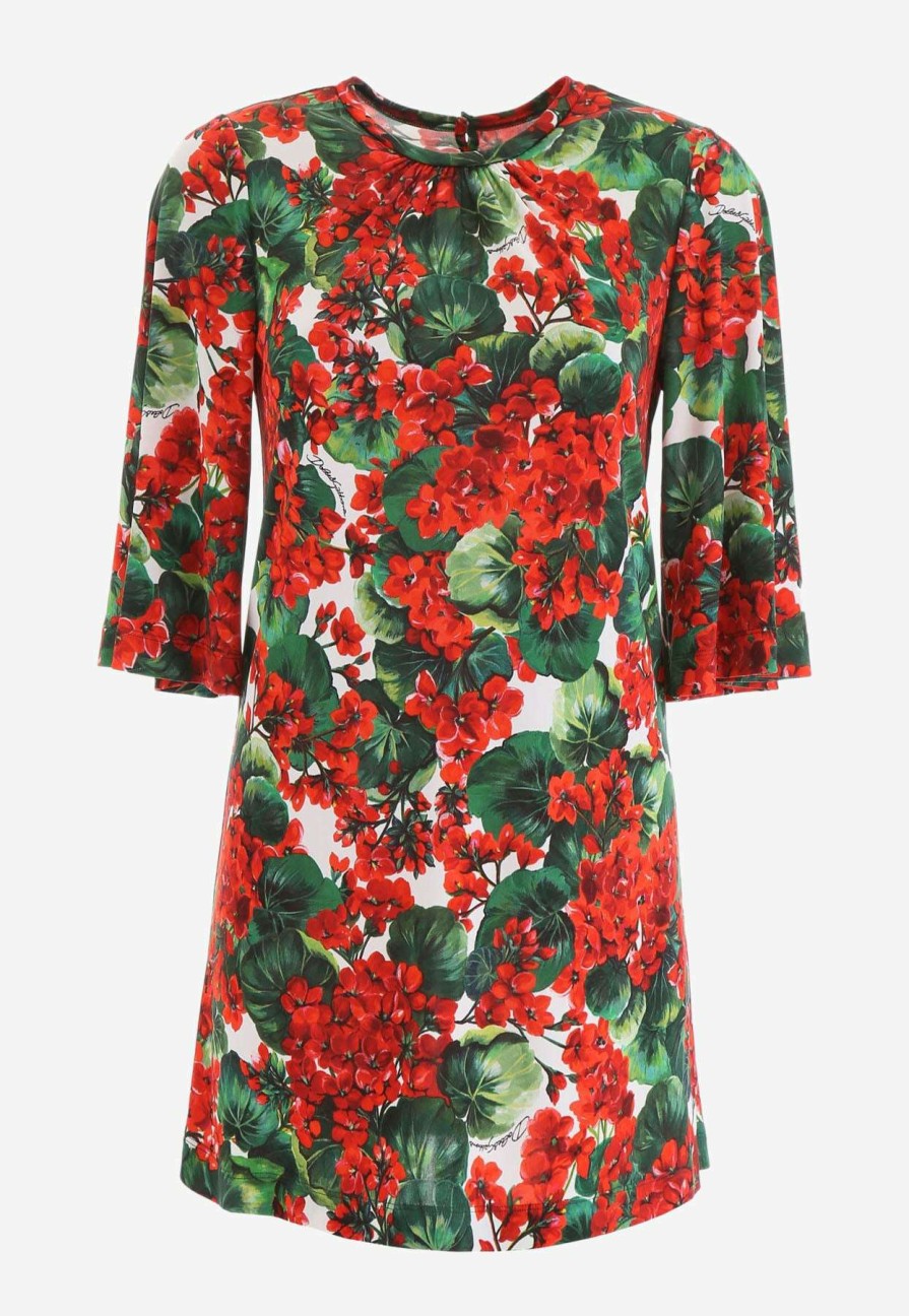 Dresses * | Dolce & Gabbana Portofino Floral Mini Dress Red