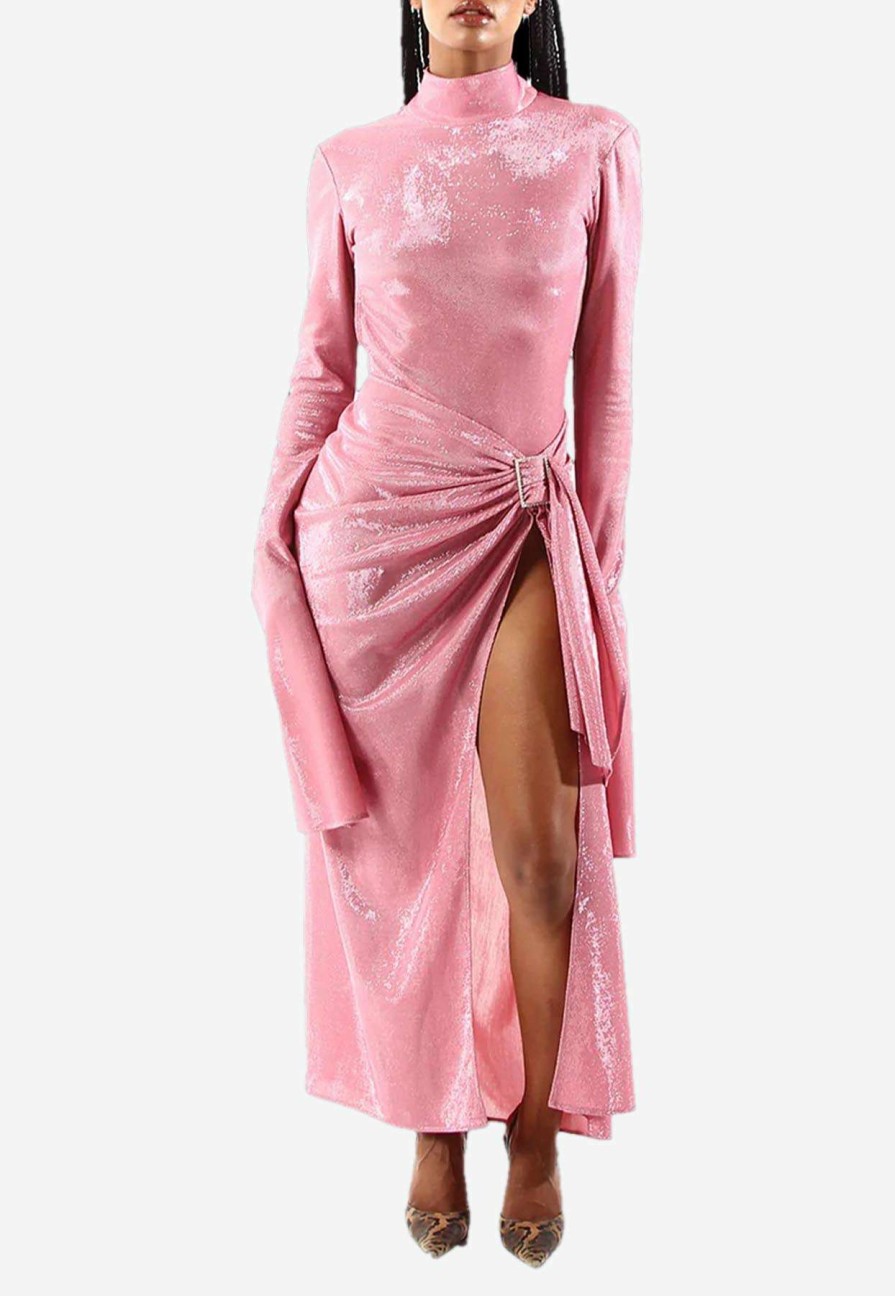 Skirts * | Khirzad Femme Wrap Skirt With Buckle Detailing Pink