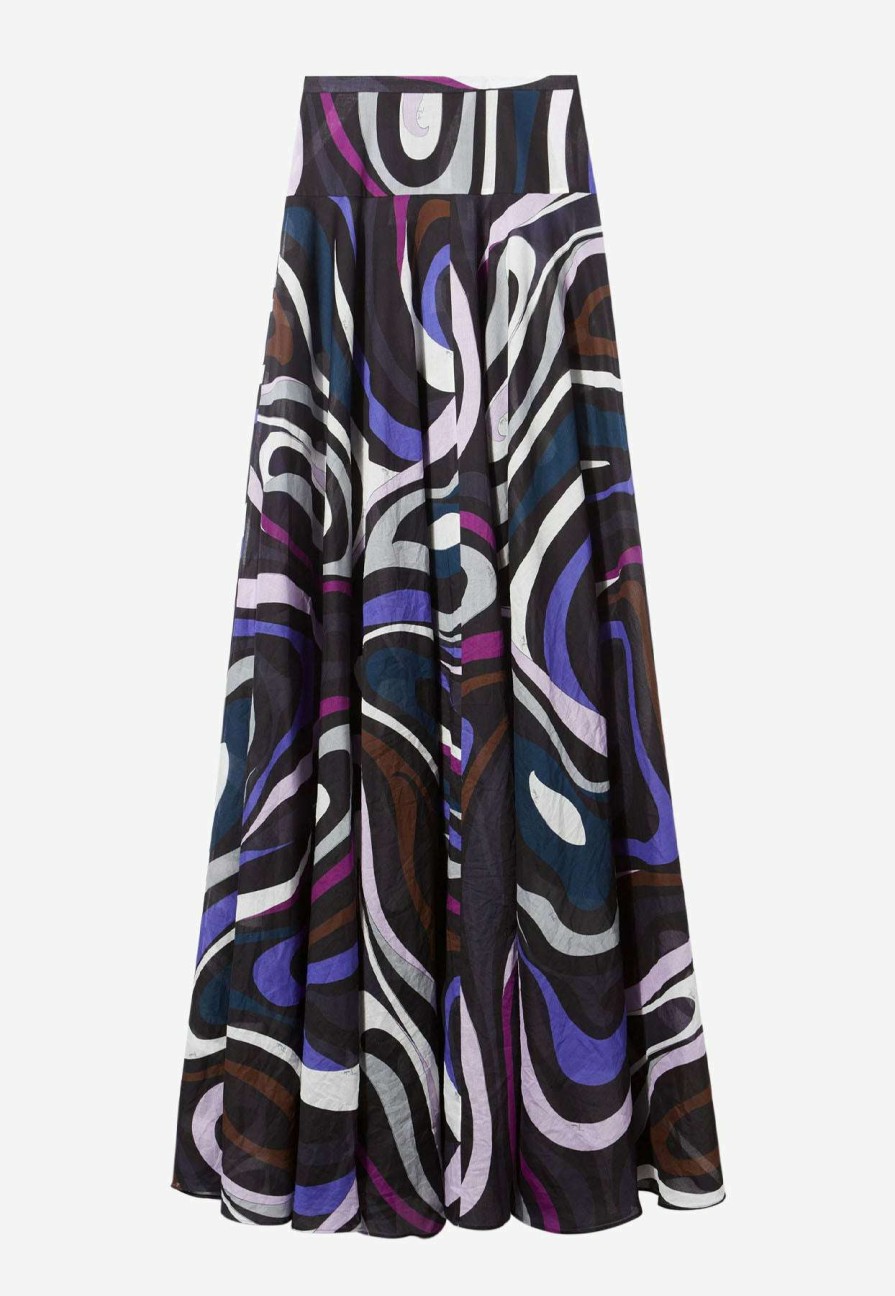 Skirts * | Emilio Pucci Marmo Print Flared Maxi Skirt Multicolor