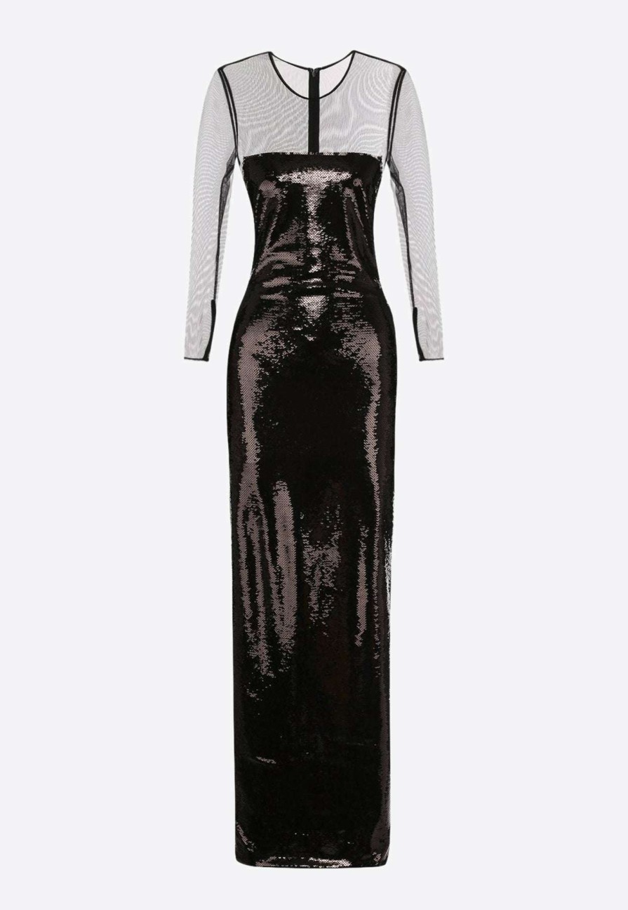 Dresses * | Tom Ford Sequins Embellished Maxi Dress Black