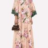 Dresses * | Dolce & Gabbana Floral Print Poplin Maxi Kaftan Pink