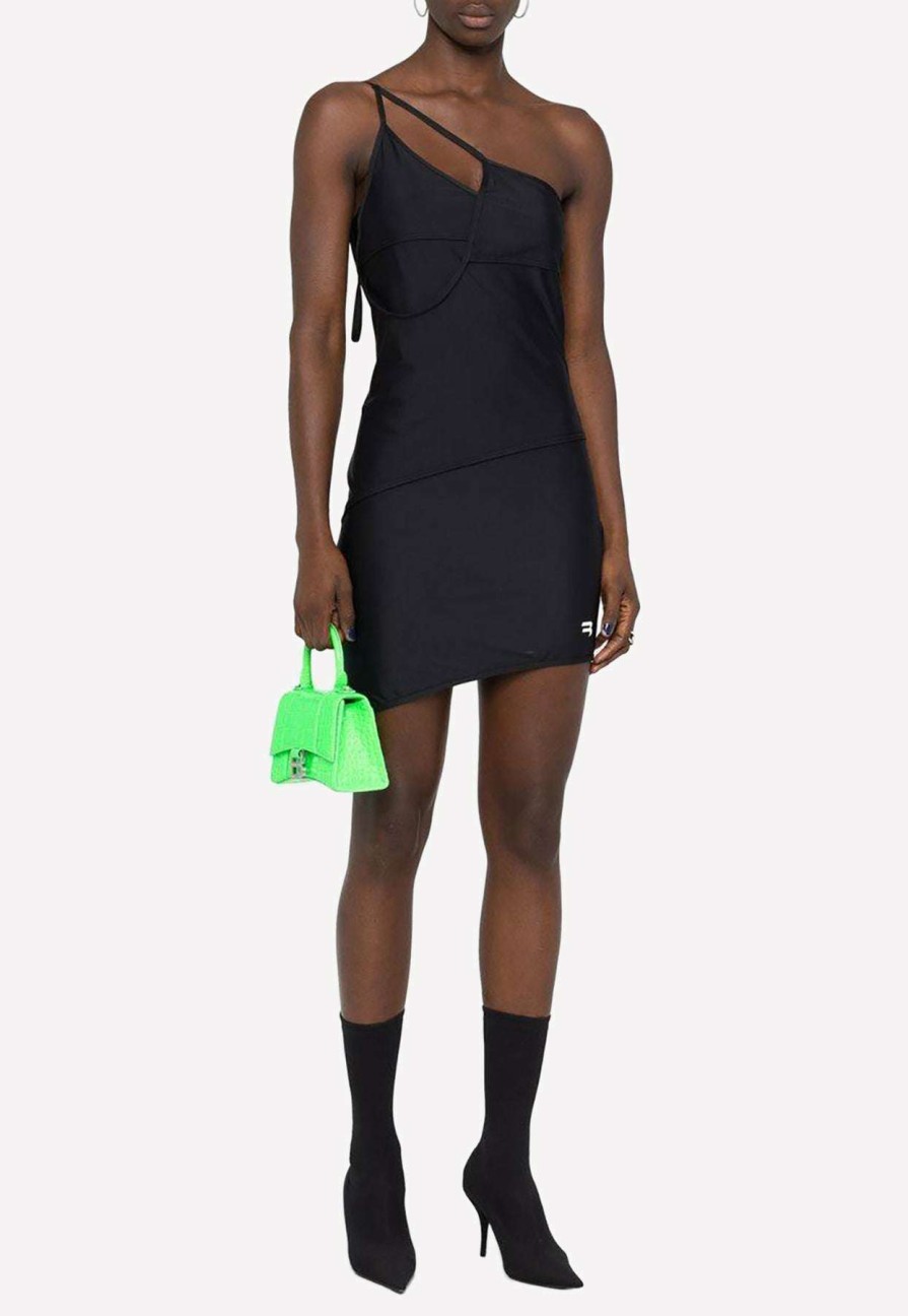 Dresses * | Balenciaga Asymmetric Paneled Mini Dress Black