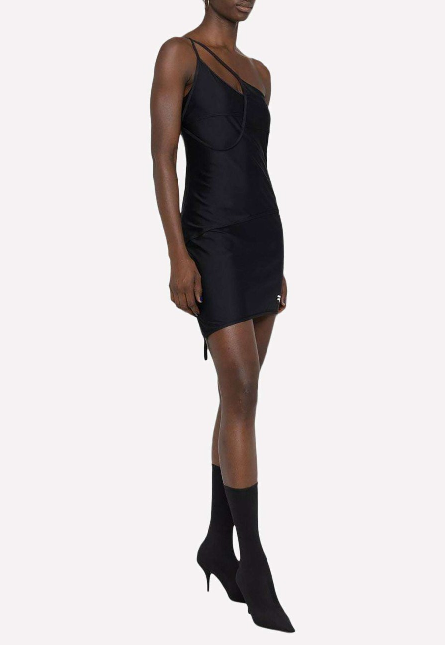 Dresses * | Balenciaga Asymmetric Paneled Mini Dress Black