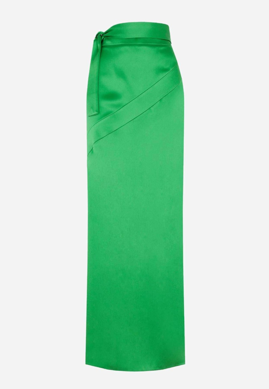 Skirts * | Tom Ford Double-Faced Satin Midi Skirt Green