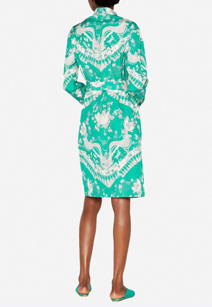 Dresses * | Emilio Pucci Rugiada Print Cotton Shirt Dress Green