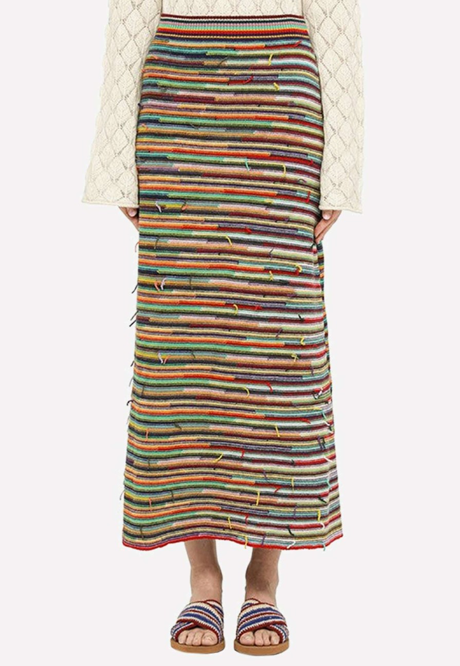 Skirts * | Chloe Striped Knitted Midi Skirt Multicolor