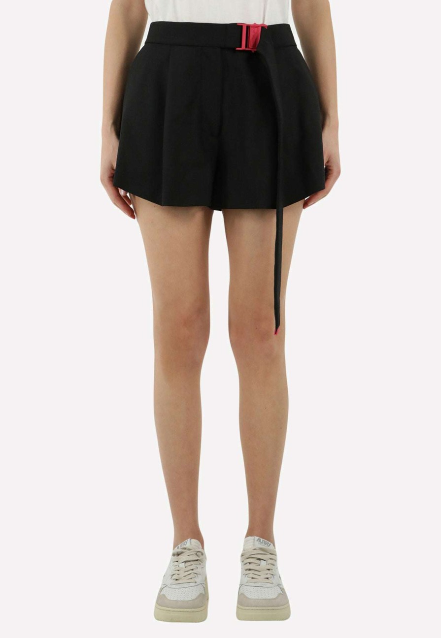 Shorts * | Off-White Mini Shorts With Buckle Black