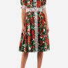 Dresses * | Dolce & Gabbana Portofino Floral Midi Dress Red