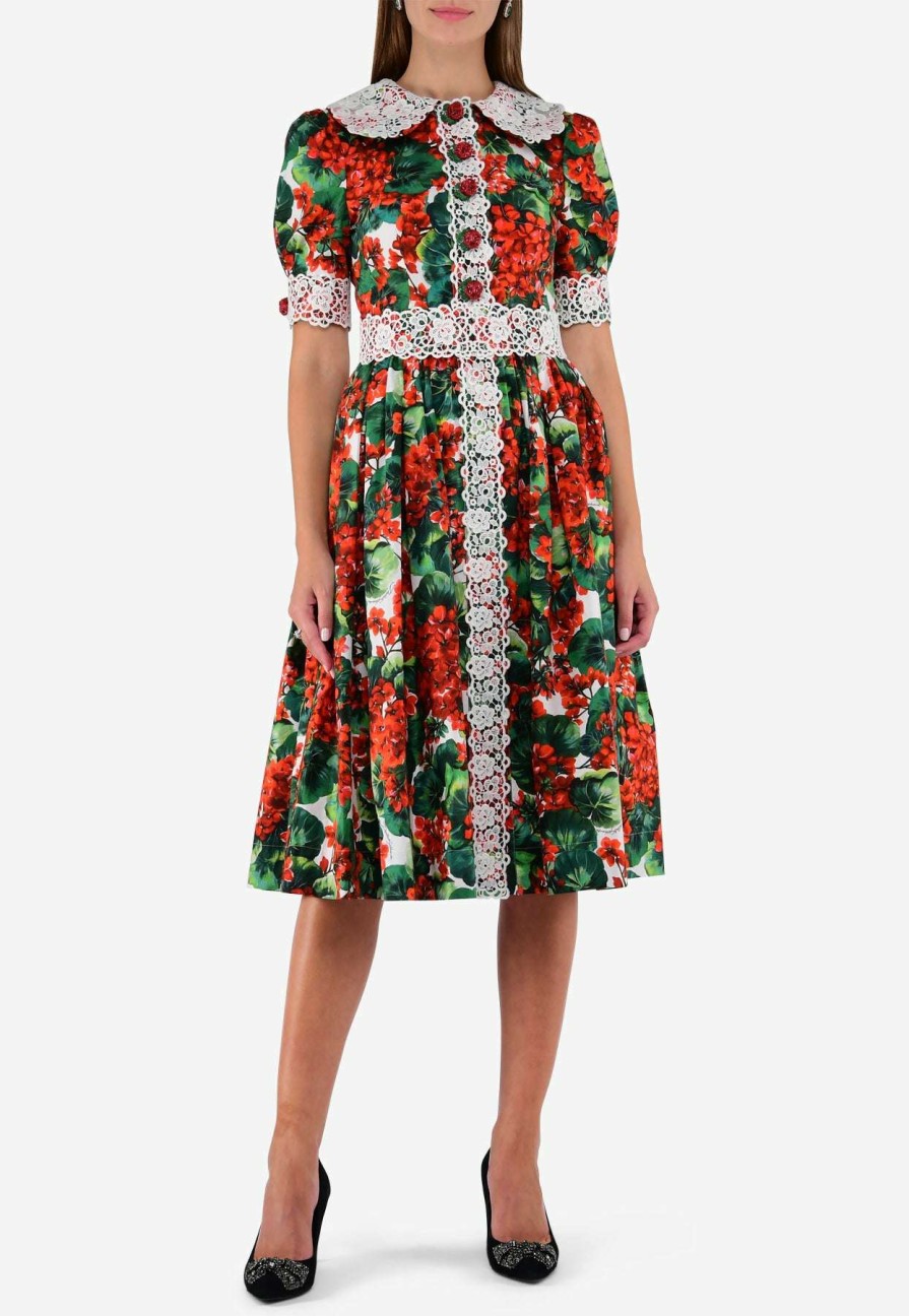 Dresses * | Dolce & Gabbana Portofino Floral Midi Dress Red