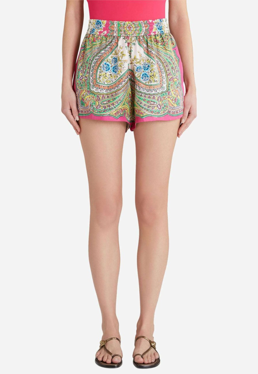 Shorts * | Etro Floral Paisley Silk Shorts Multicolor