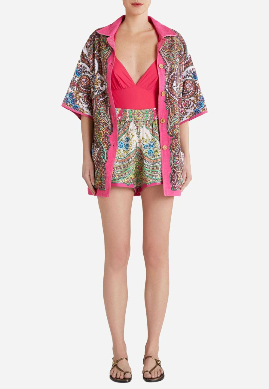 Shorts * | Etro Floral Paisley Silk Shorts Multicolor