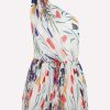 Evening * | Saint Laurent One-Shoulder Pleated Floral Mini Dress Multicolor