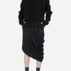 Skirts * | Dawei Wool Asymmetric Midi Skirt Black