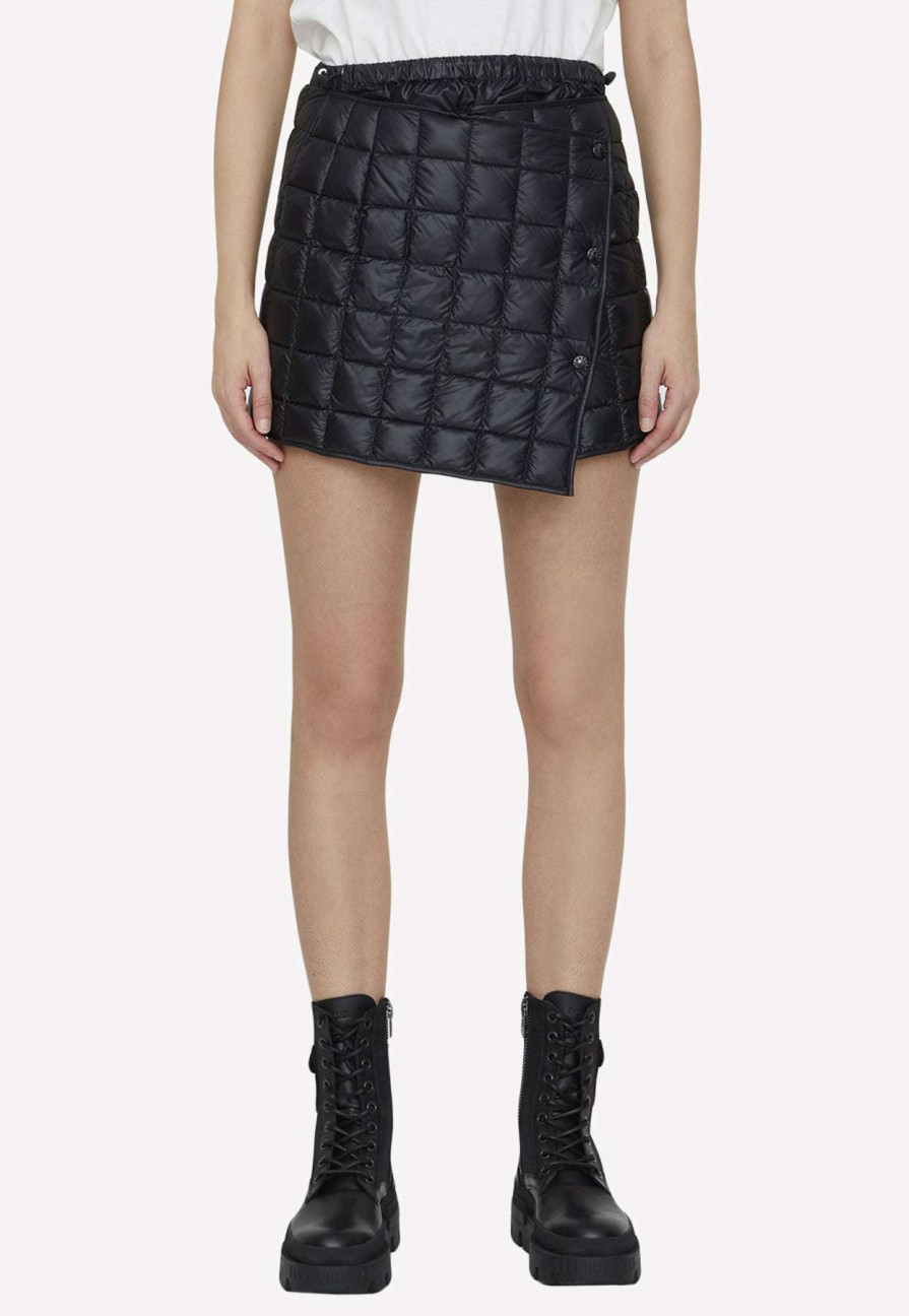 Skirts * | Moncler Plaid Quilted Mini Wrap Skirt Black