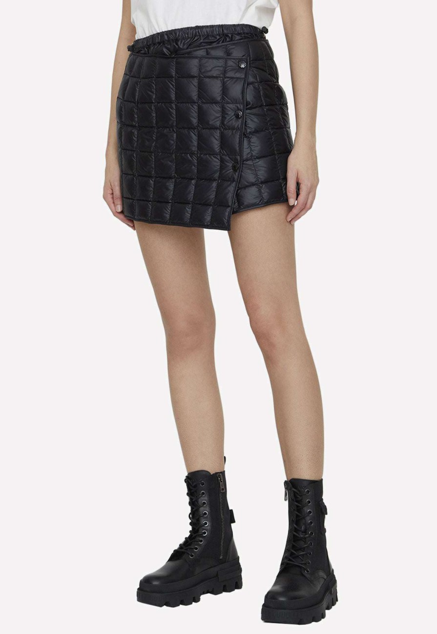 Skirts * | Moncler Plaid Quilted Mini Wrap Skirt Black