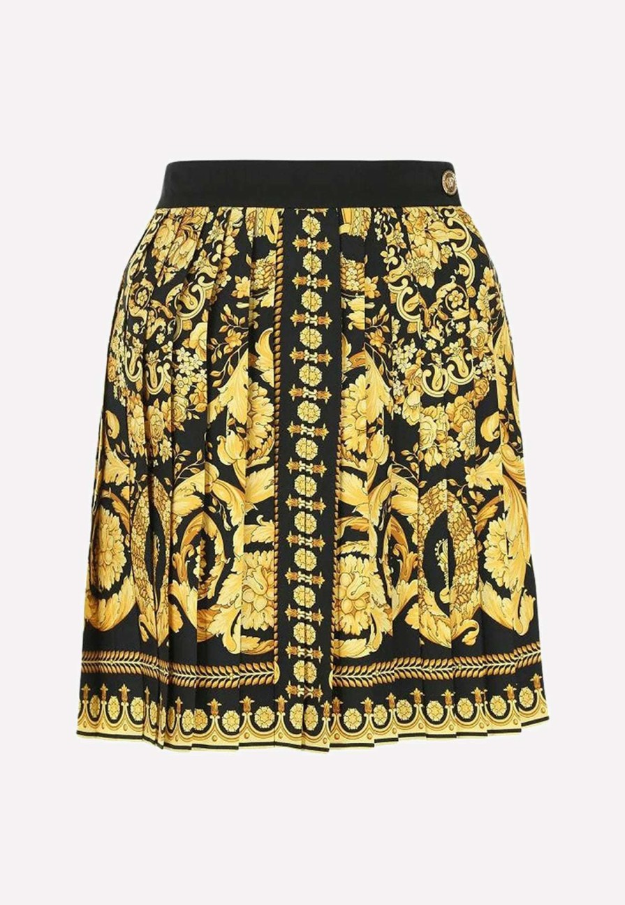 Skirts * | Versace Signature-Print Pleated Mini Skirt Multicolor