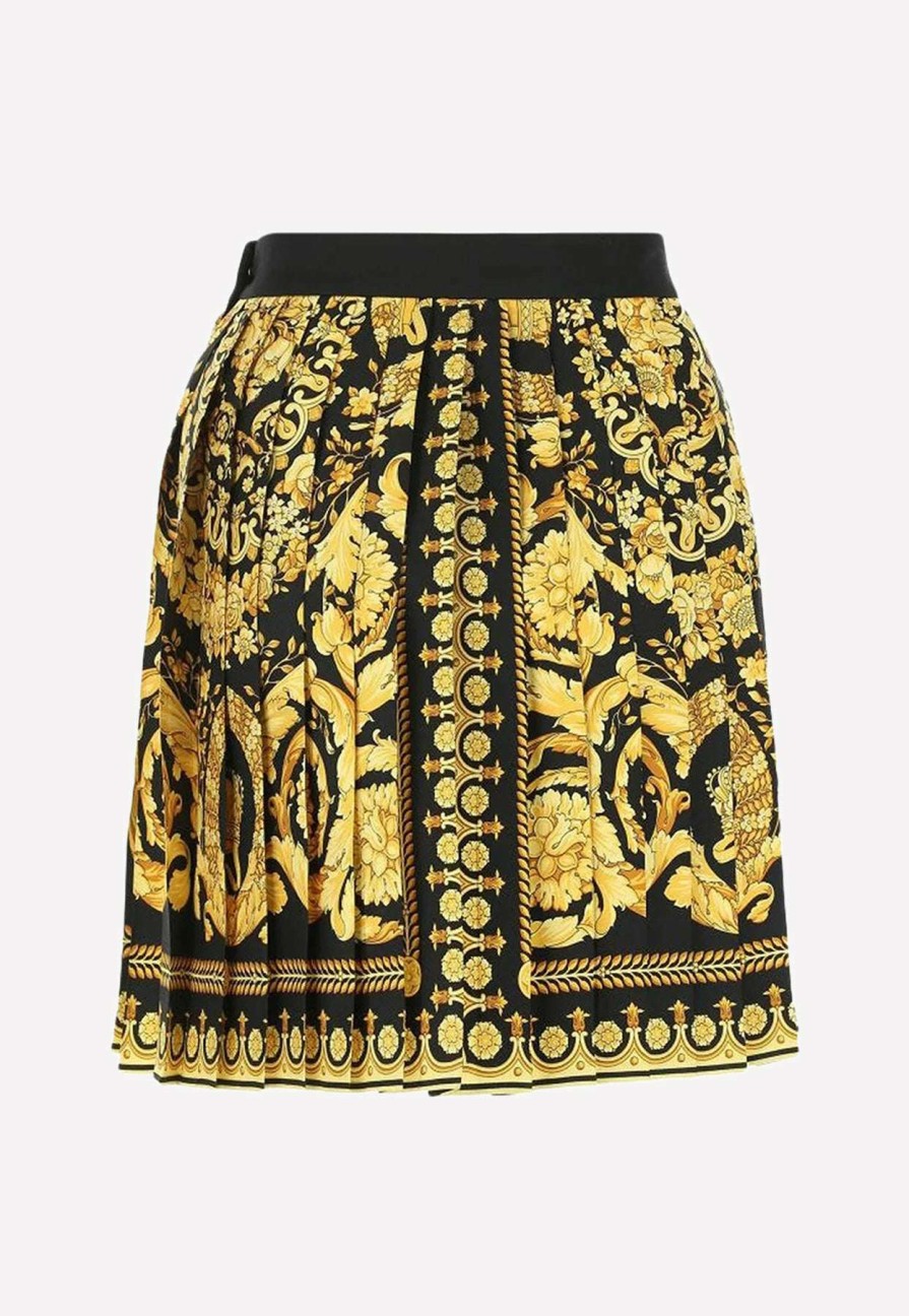 Skirts * | Versace Signature-Print Pleated Mini Skirt Multicolor