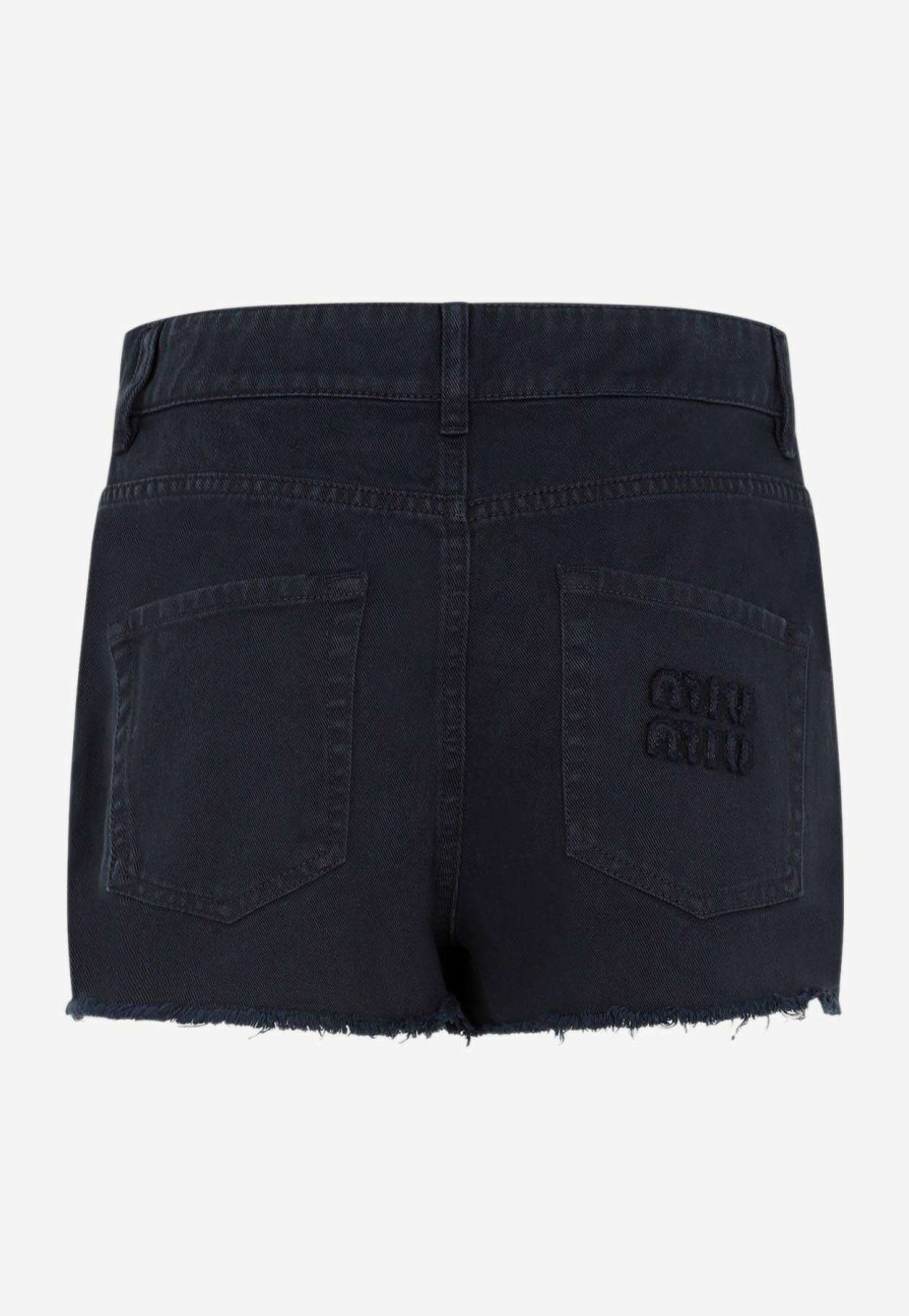 Shorts * | Miu Miu Mini Denim Shorts Navy