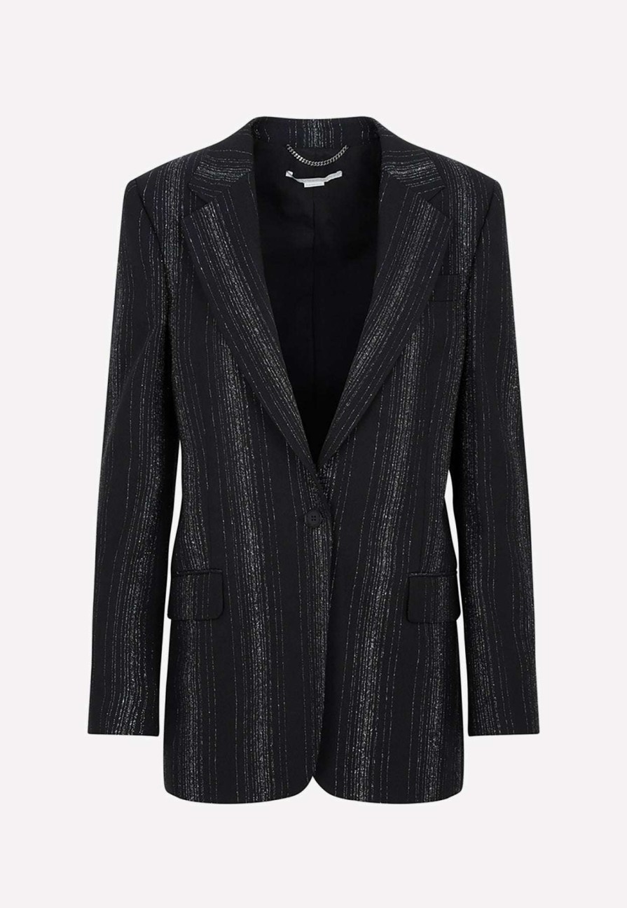 Evening * | Stella Mccartney Tailored Lurex Striped Blazer Black