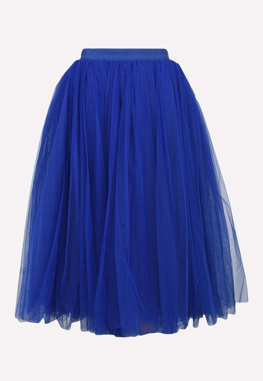 Skirts * | Dolce & Gabbana Tulle Flared Midi Skirt Blue