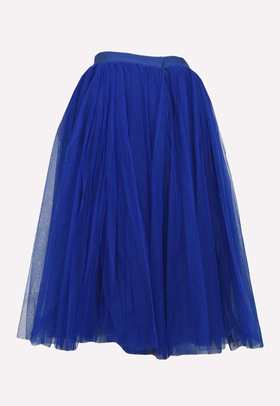 Skirts * | Dolce & Gabbana Tulle Flared Midi Skirt Blue