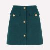 Skirts * | Alessandra Rich Tweed Boucle Mini Skirt With Buttons Green