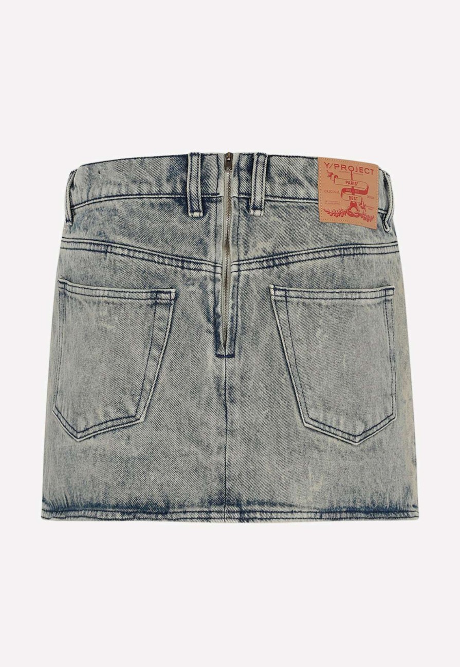 Skirts * | Y/Project Tudor Denim Mini Skirt Blue