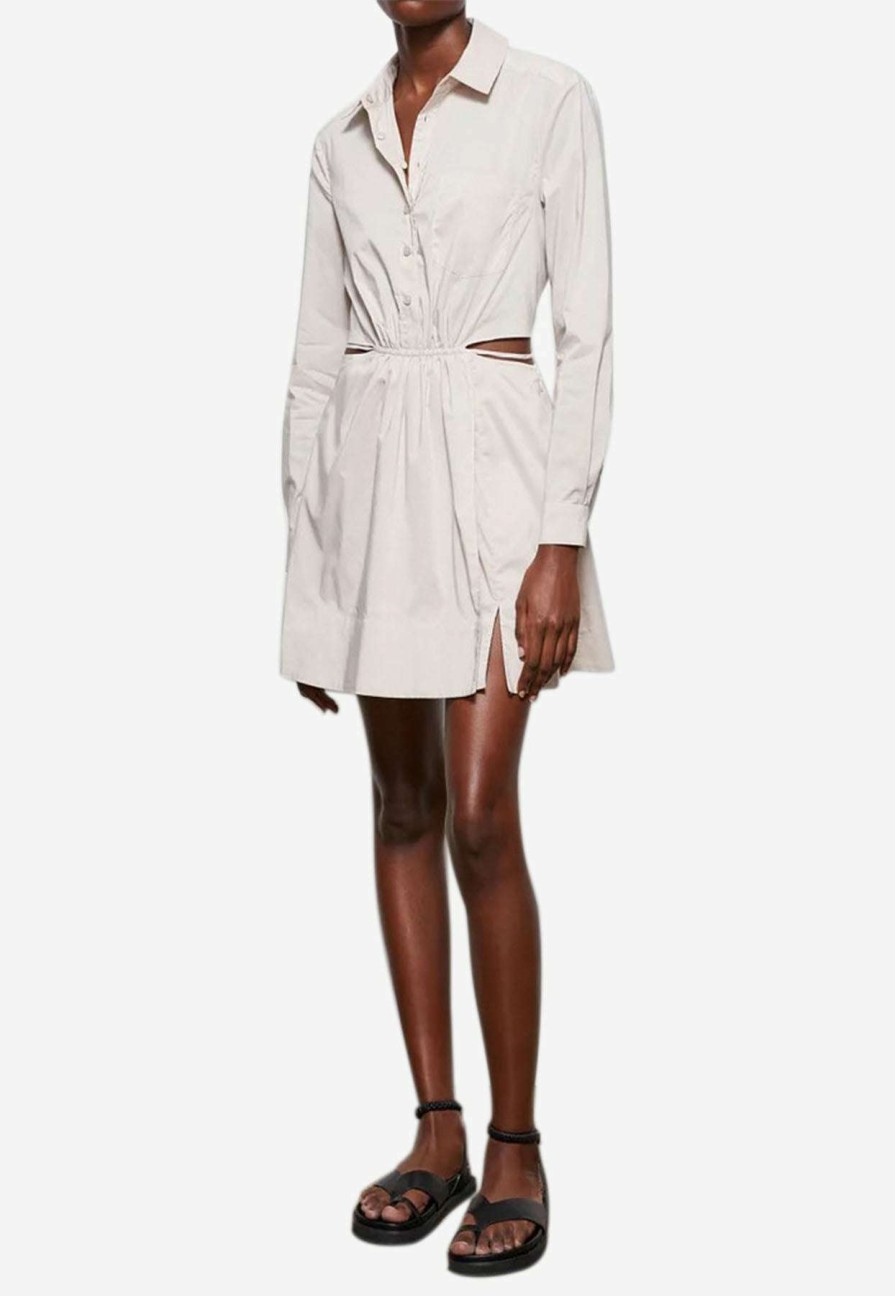 Dresses * | Jonathan Simkhai Shaelyn Mini Shirt Dress With Cut-Outs Beige