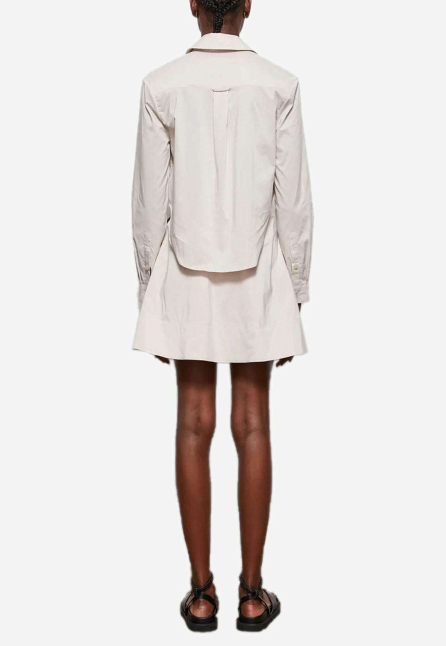 Dresses * | Jonathan Simkhai Shaelyn Mini Shirt Dress With Cut-Outs Beige