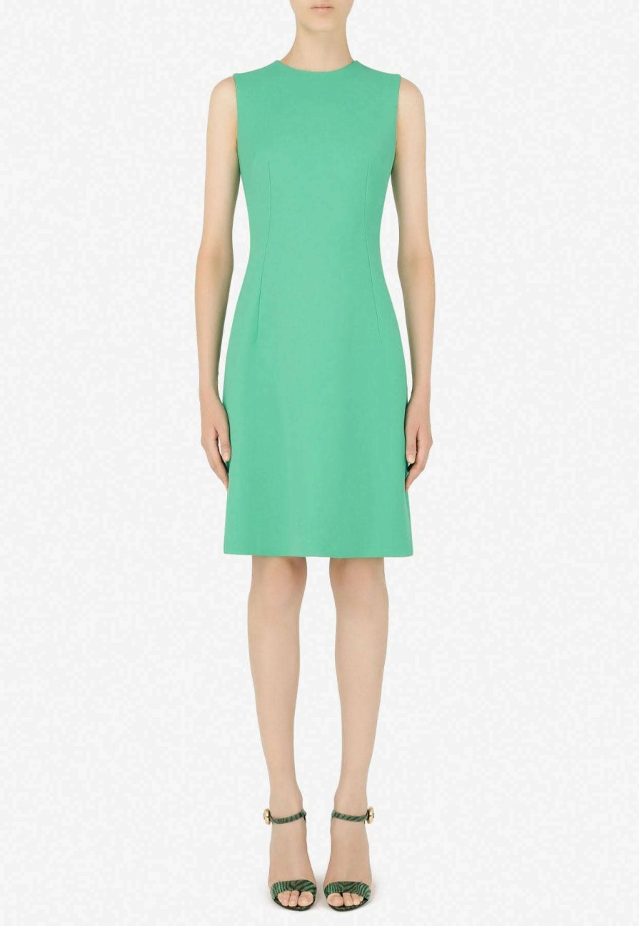 Dresses * | Dolce & Gabbana Flared Dress In Virgin Wool Green