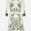 Dresses * | Etro Floral Printed Long-Sleeved Midi Dress White