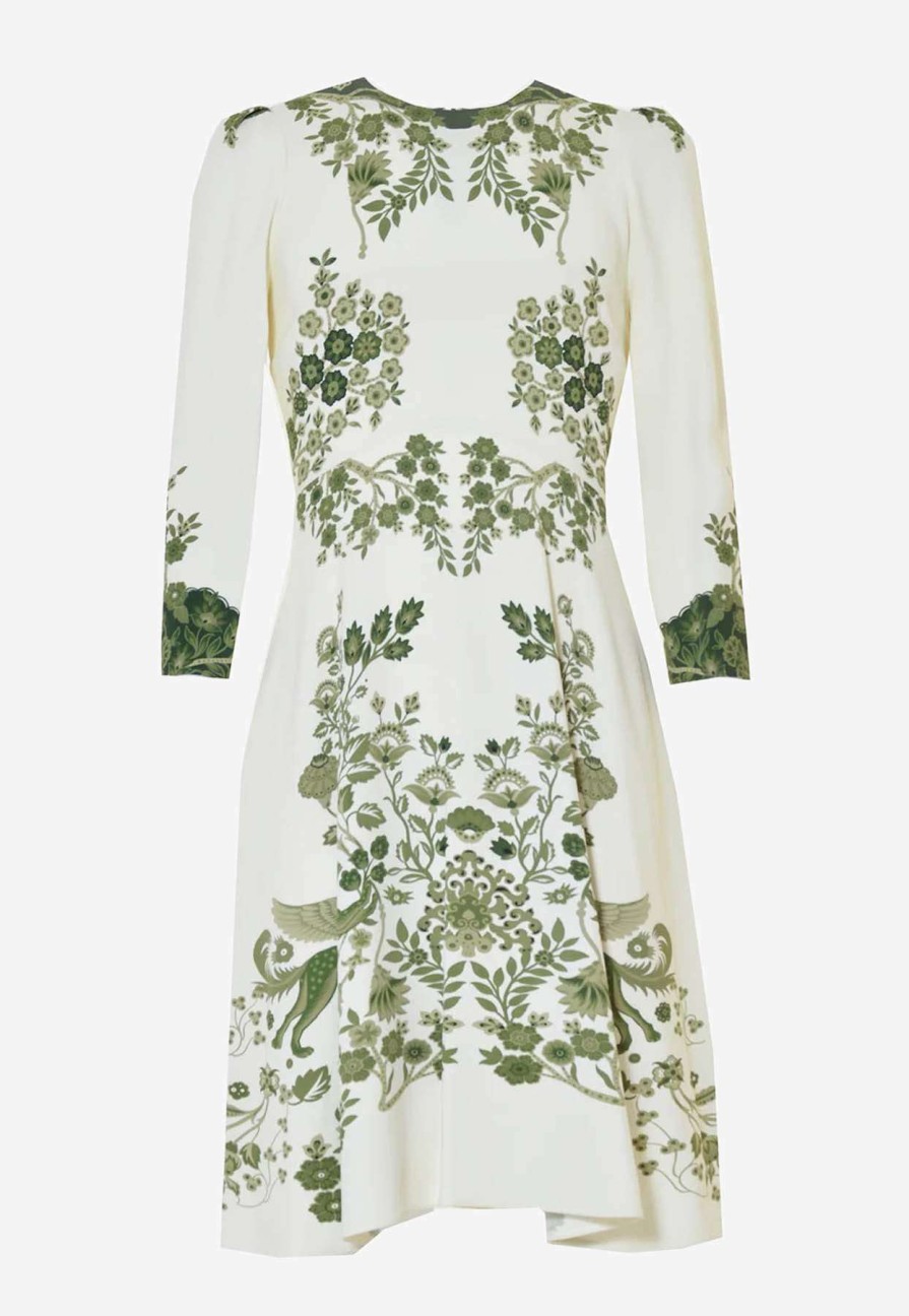 Dresses * | Etro Floral Printed Long-Sleeved Midi Dress White