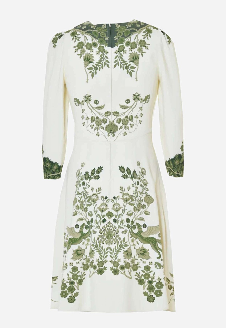 Dresses * | Etro Floral Printed Long-Sleeved Midi Dress White