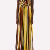 Dresses * | Chloe Crepe De Chine Macrame Long Sleeveless Fringed Dress Multicolor