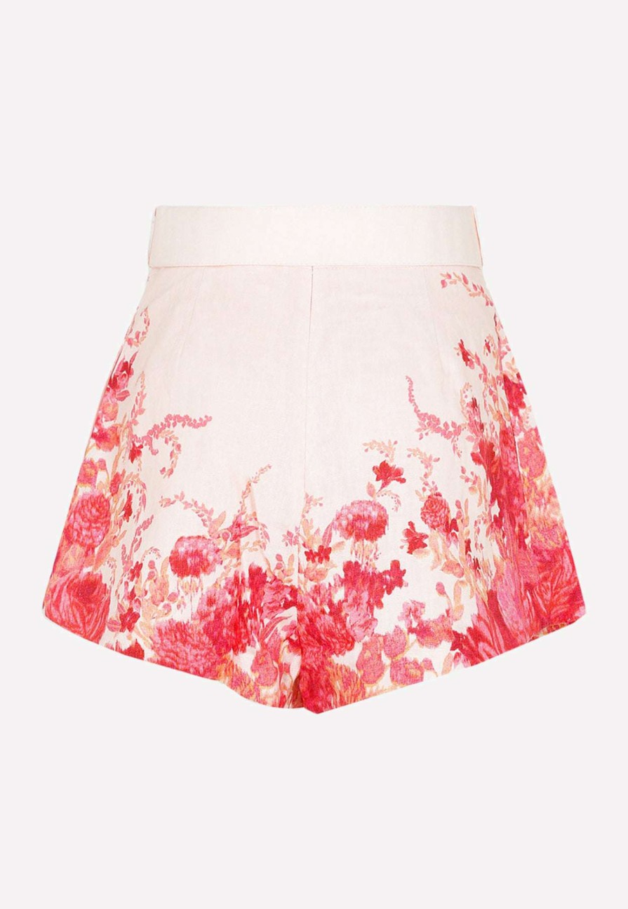 Shorts * | Zimmermann High Tide Floral Print Shorts Pink