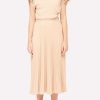 Dresses * | Mm6 Maison Margiela Pleated Crepe Midi Dress Nude