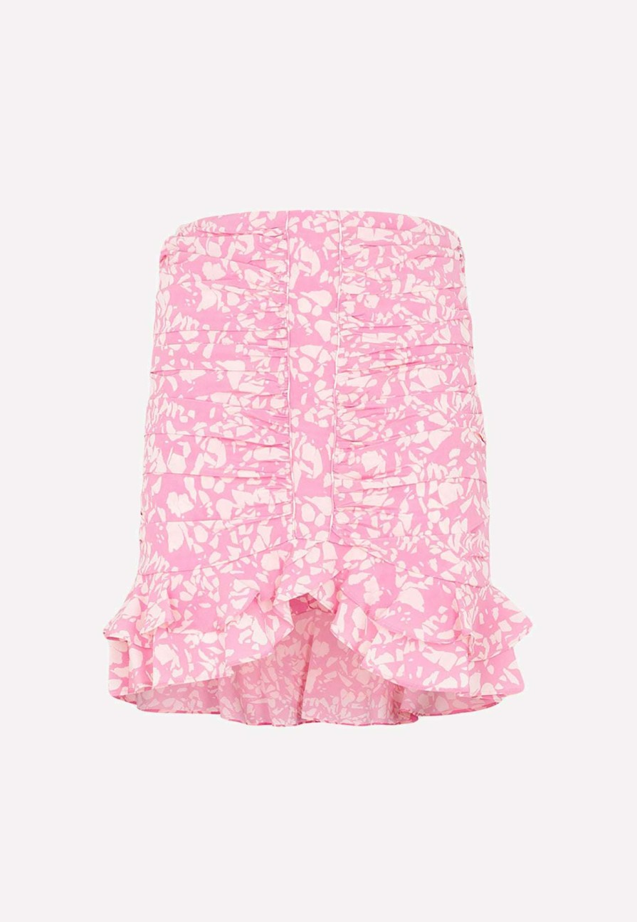 Skirts * | Isabel Marant Milendi Ruched Mini Skirt In Silk Pink