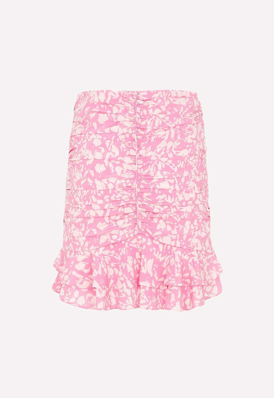 Skirts * | Isabel Marant Milendi Ruched Mini Skirt In Silk Pink