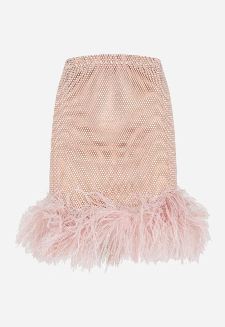 Skirts * | Santa Brands Crystal-Embellished Mini Feather Skirt Blush