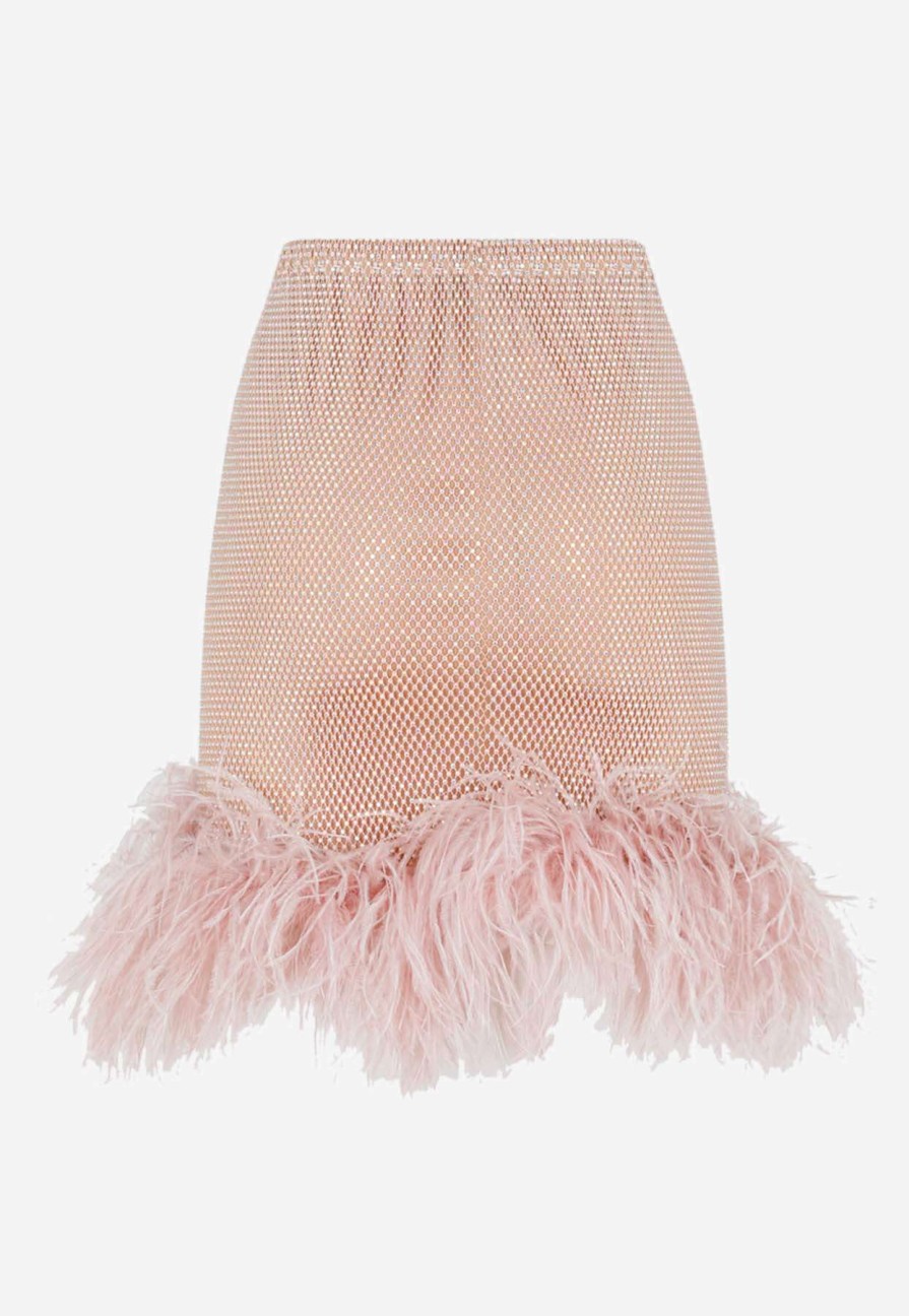 Skirts * | Santa Brands Crystal-Embellished Mini Feather Skirt Blush