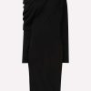 Evening * | Tom Ford Draped Shoulder Cashmere And Silk Midi Dress Black